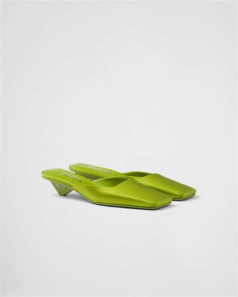 prada green satin mules